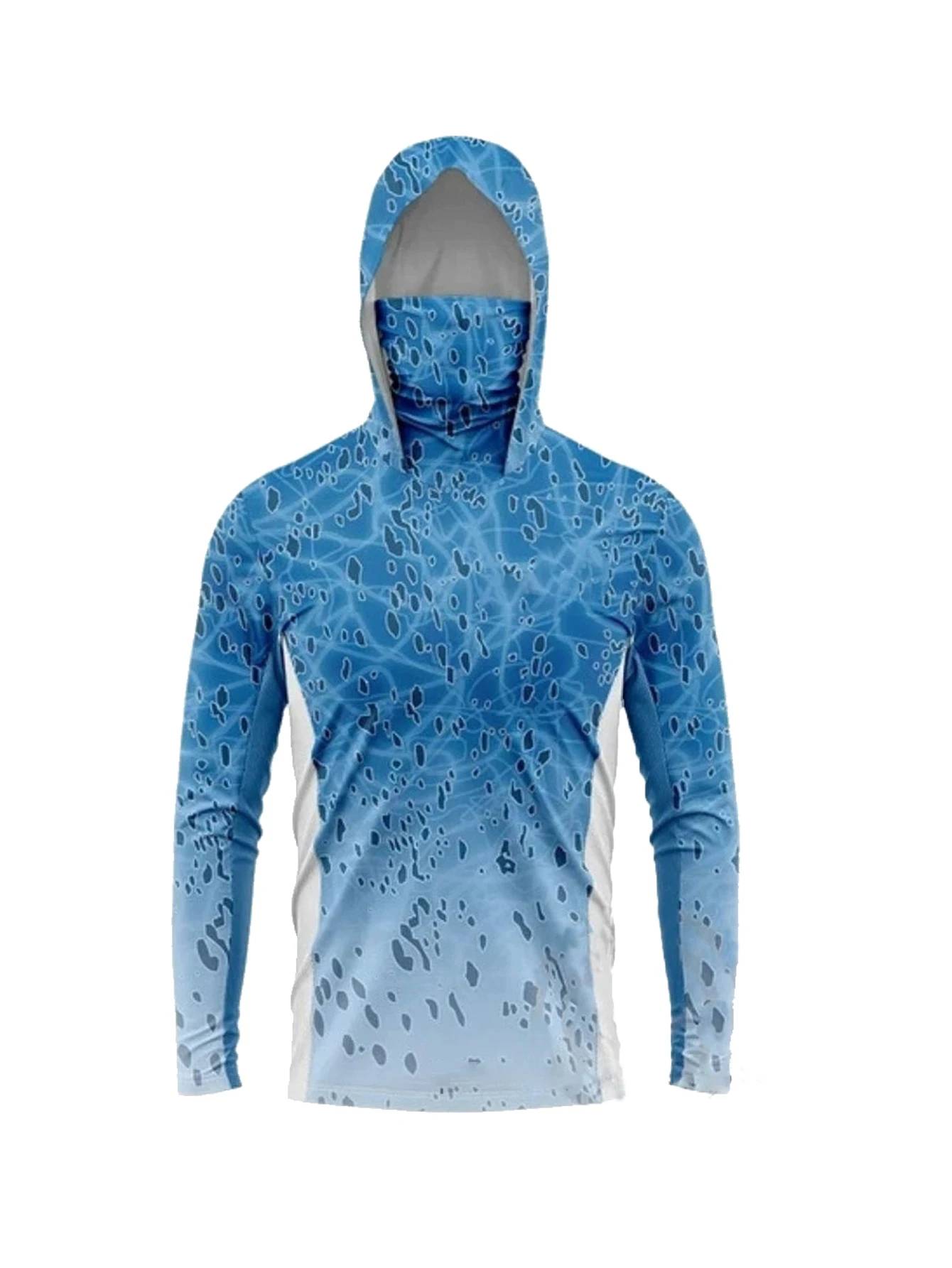 Fishing Hoodie - เสื้อฮู้ดดี้ตกปลาแขนยาวสำหรับผู้ชาย พร้อมหน้ากากป้องกันรังสียูวี เสื้อกันแดด เสื้อตกปลา เสื้อเจอร์ซีย์สำหรับล่าปลา UPF