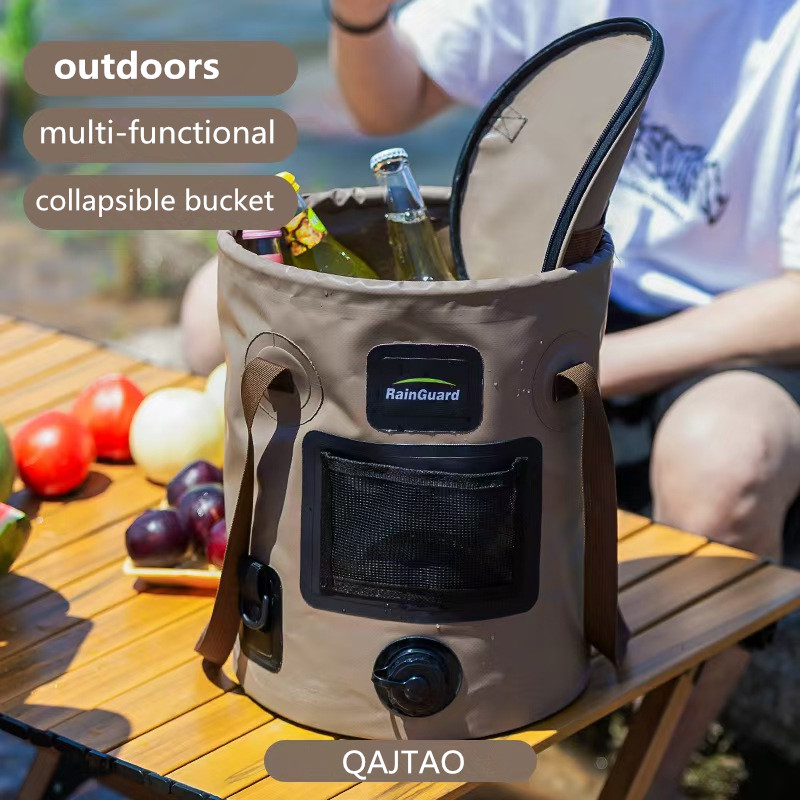 Fishing Bag Waterproof - ถังน้ำพับได้แบบพกพาขนาด 25 ลิตร สำหรับการเดินทางกลางแจ้ง ถุงเก็บน้ำกันน้ำ อุปกรณ์ตกปลา