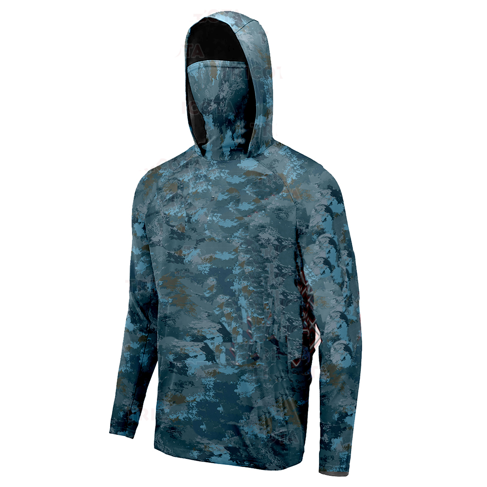 Fishing Hoodie - เสื้อตกปลา UPF 50+เสื้อตกปลาผู้ชายมีฮู้ดพร้อมหน้ากาก เสื้อกีฬา เสื้อตกปลาป้องกันรังสียูวีมีฮู้ด เสื้อกีฬาผู้ชายมีฮู้ด