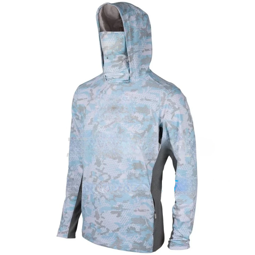 Fishing Hoodie - เสื้อตกปลาสำหรับเด็ก UPF 50+ แขนยาว พร้อมหน้ากากและผ้าคลุมคอ เสื้อฮู้ดดี้ช่วยให้ศีรษะและใบหน้าอบอุ่น