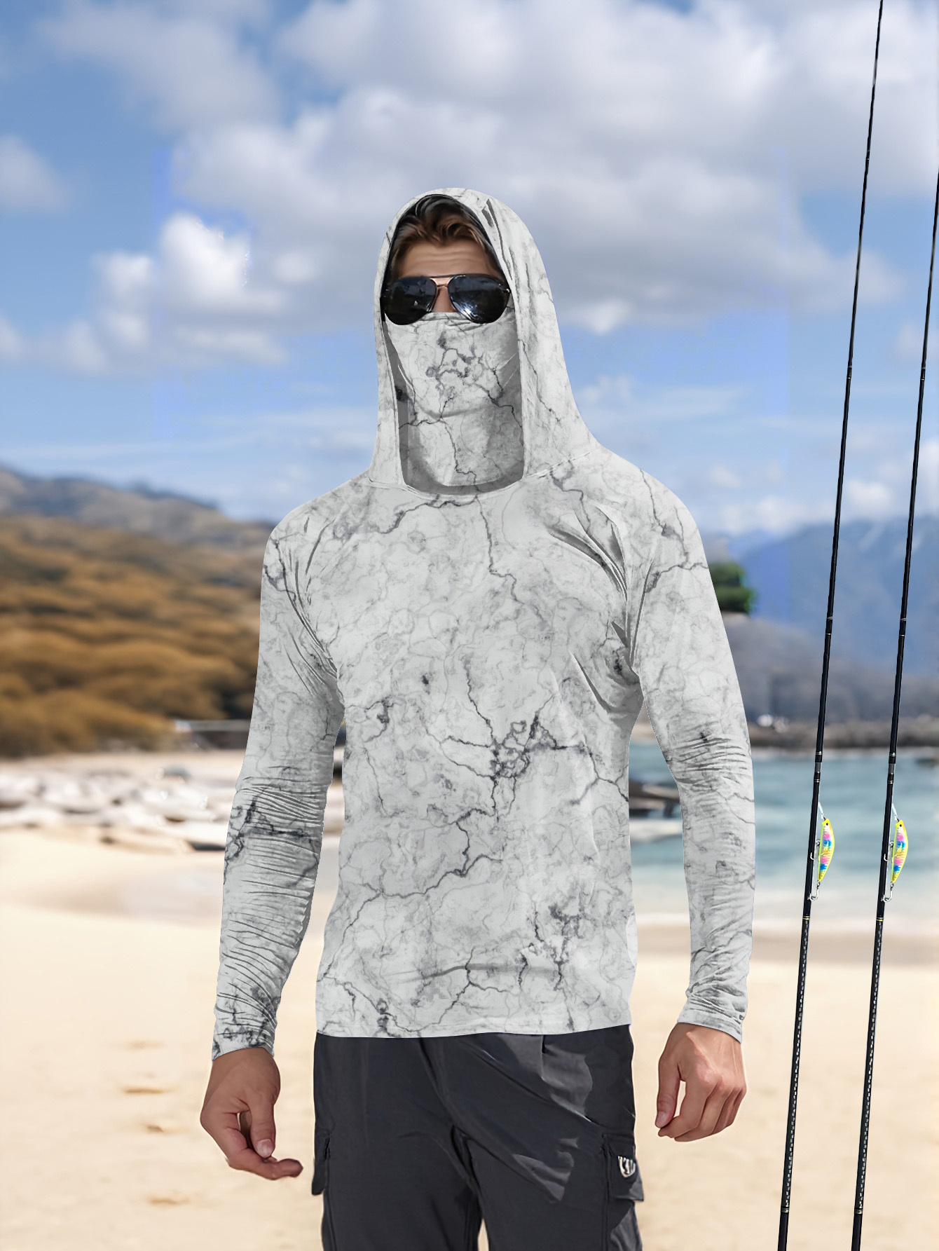เสื้อตกปลาผู้ชายมีฮู้ด แขนยาว  - Fishing Shirt Uv Protection บทวิจารณ์และราคา